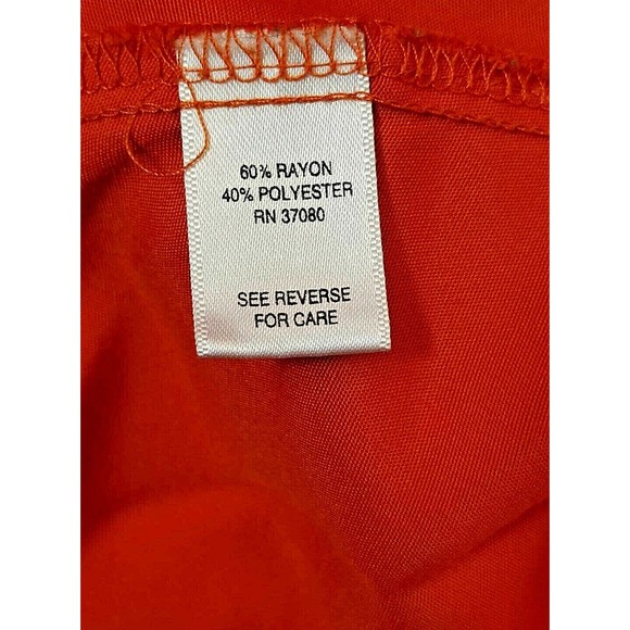 Cato Women Size 18/20 Womens Pearlized Button Front Roll Tab Sleeve Orange - Picture 7 of 7